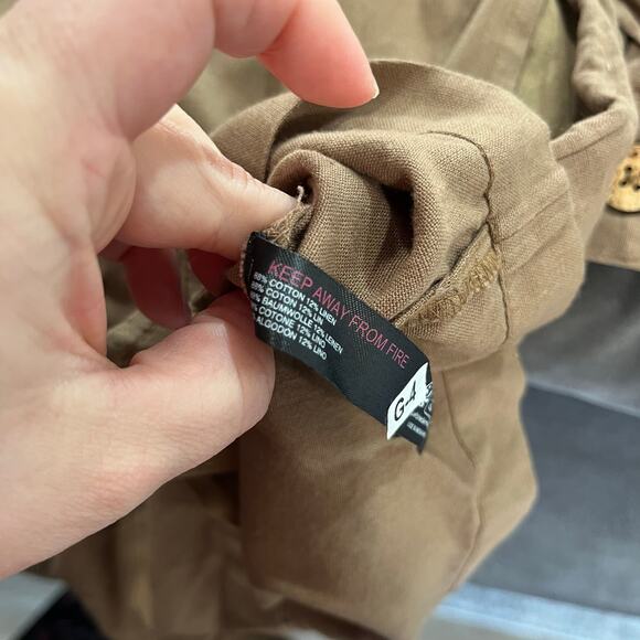 Free People Leyla Romper NWT Size M Linen Cotton Blend Tan Beachy Oversized - Picture 8 of 12